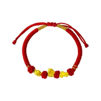 Love Zodiac Year Wealth And Fortune Woven Red Hand Cord 999 Solid Gold Fixed Price Gold Bracelet Women's