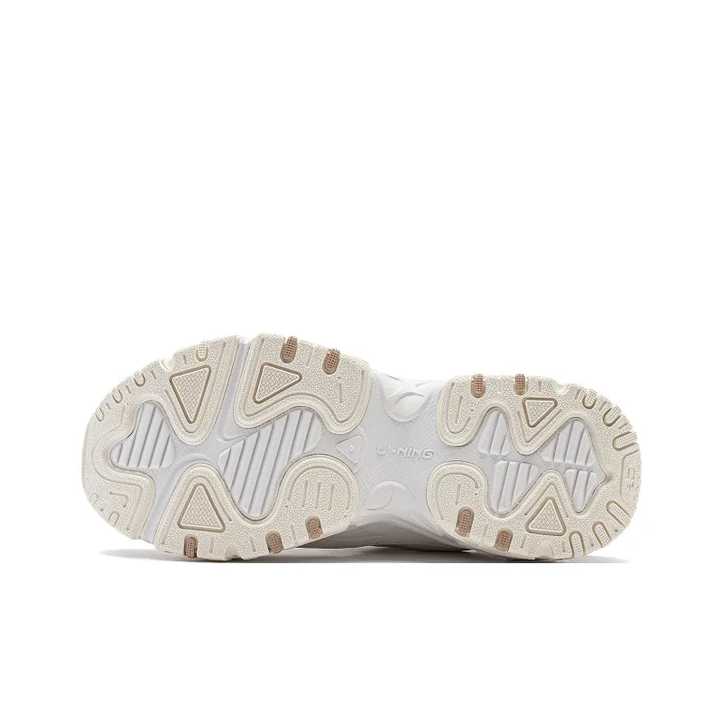LiNing Brown Sugar Cushioning, Abrasion Resistant, Height Increasing Low Top Casual Shoes Women's White-6