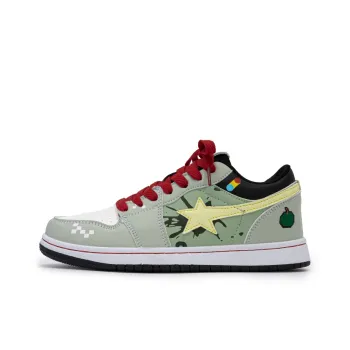 Little Red Man Durable Cushioning Low-Top Skateboard Shoes Unisex Gray Green
