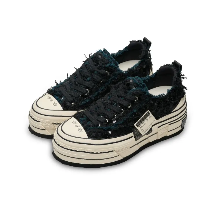 VESSEL Wear Resistant Height Increasing Low Top Canvas Shoes Unisex Black-5