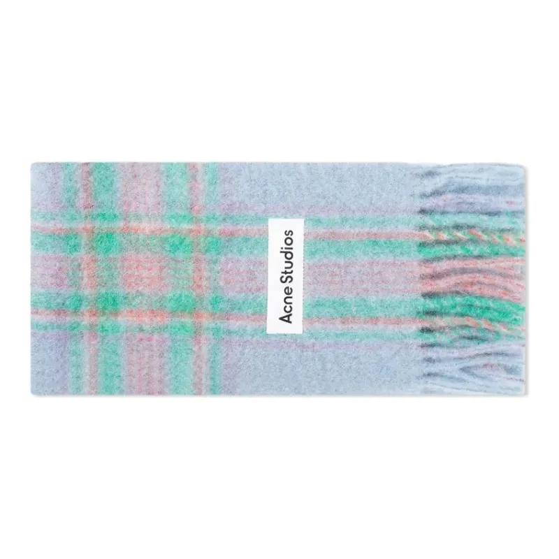 Acne Studios Alpaca Knit Scarves Men's Light Blue/Pink-1