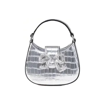 Self portrait Cow Leather Handbag Extra Mini Women's Silver