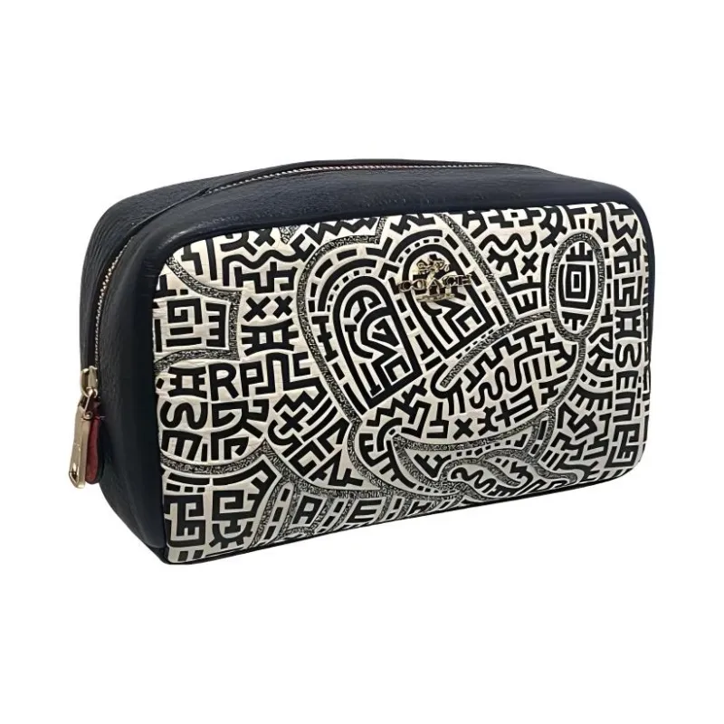 Keith Haring X Disney X COACH Boxy Makeup Bags Black-1