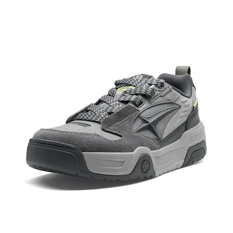 XTEP Wear Resistant Slip Resistant Low Top Skateboard Shoes Men's Charcoal Gray/Smoke Gray/Plain Elegant Gray-2