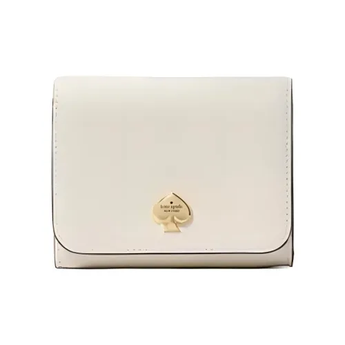 Kate Spade Litchi Grain Leather Wallet Small Size Women's Crumbly Pastry White