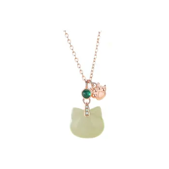 Phoenix Temple Jewelry Hetian Jade Necklaces White Jade/Pale Greenish White Jade Women's