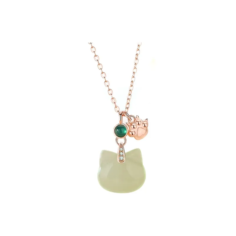 Phoenix Temple Jewelry Hetian Jade Necklaces White Jade/Pale Greenish White Jade Women's-0