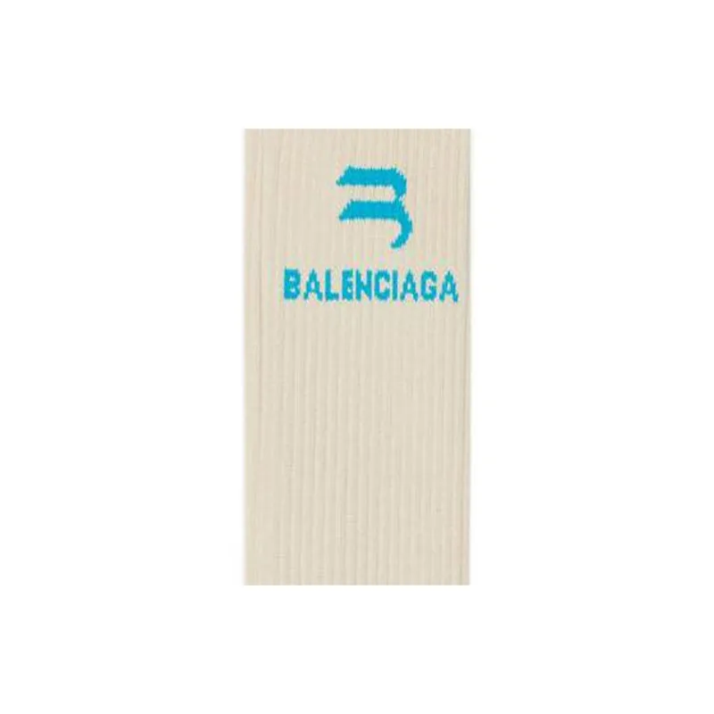 Balenciaga Sporty B Tennis Socks 'Beige/Blue'-2