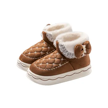 Foot Recreation Fashion Winter Indoor Home Thickened And Fleece Lined Warm Cotton Slippers Home Slippers Women's