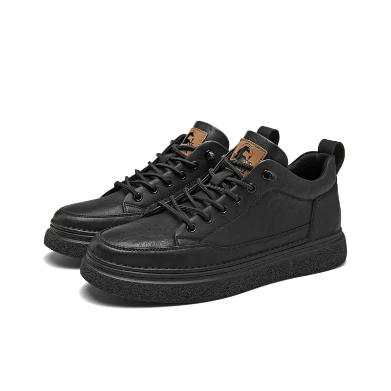 HLA Men's Casual Shoes Men Mid Top Black/Brown-2