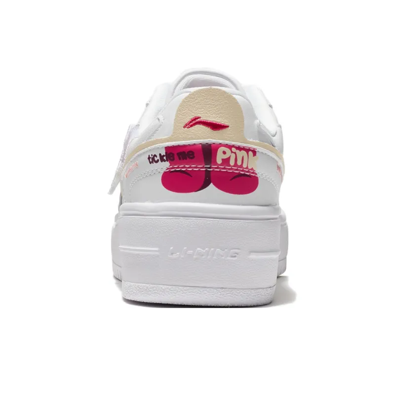 Disney X LINING Cheese Skateboard Shoes Women's Low Top White-5