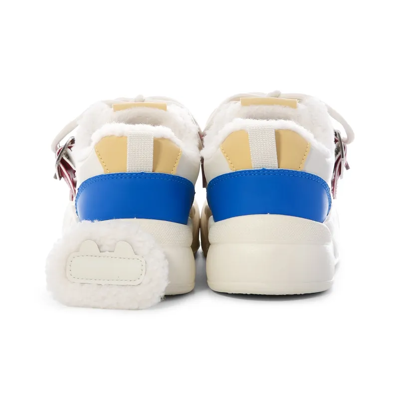 Lovely You Warm Lightweight And Wear-Resistant Low-Top Skateboard Shoes Women's White Red Blue-4