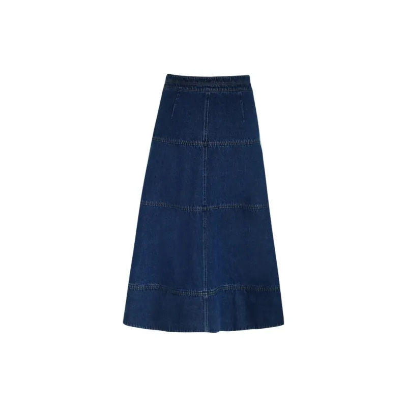 Little Pull Denim Long Skirts Women's Denim Blue-1