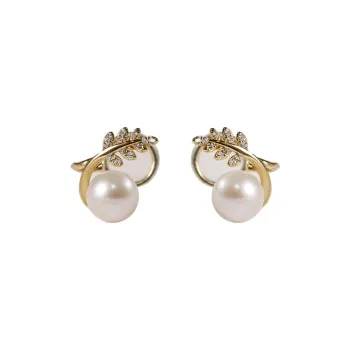 ORANGE SYMBOL Freshwater Pearl Clip On Earrings Women's