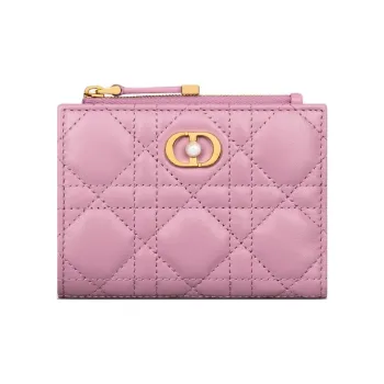 DIOR Sheepskin Wallet Women's Hydrangea Pink