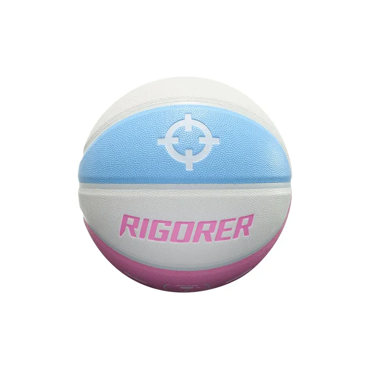 RIGORER PU Basketball Macaron Color Scheme Pink Blue White Size 7 Size 6 Size 5 Ball Street Training Competition-2