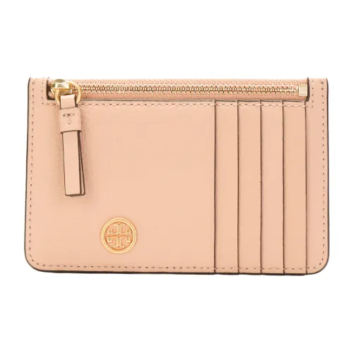 TORY BURCH Walker Leather Wallets Card Holders Women's Soft Pink