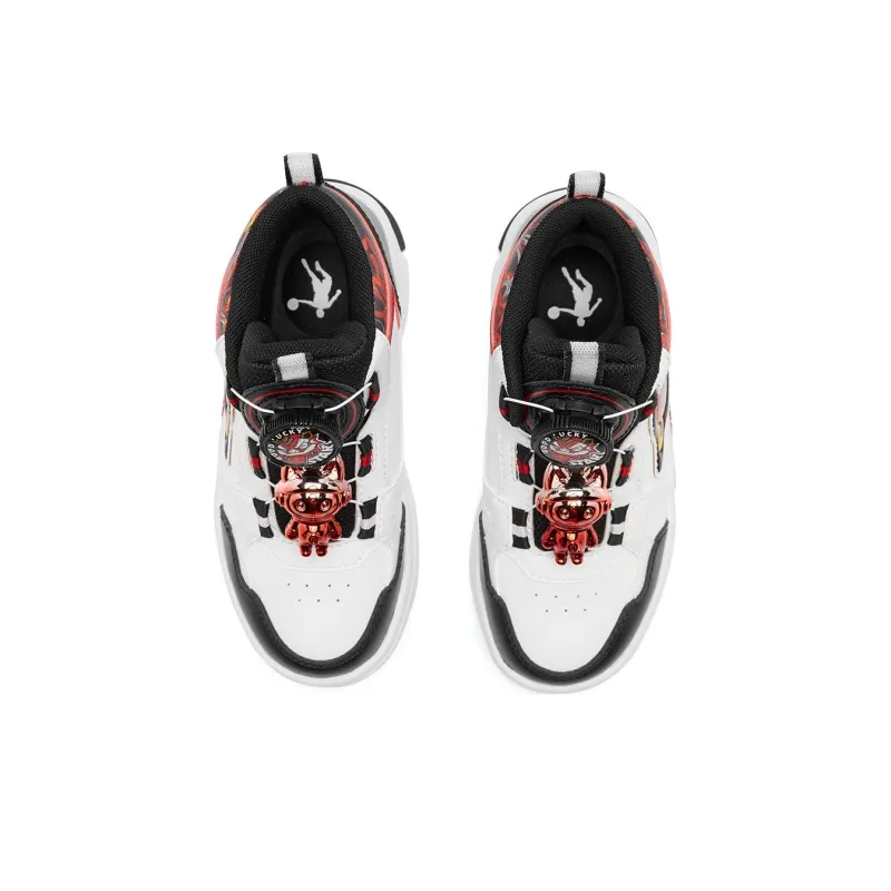 QIAODAN Anti Slip Wear Resistant Mid Top Kids' Skateboarding Shoes White Red Children Aged 3 7 Years Old-3