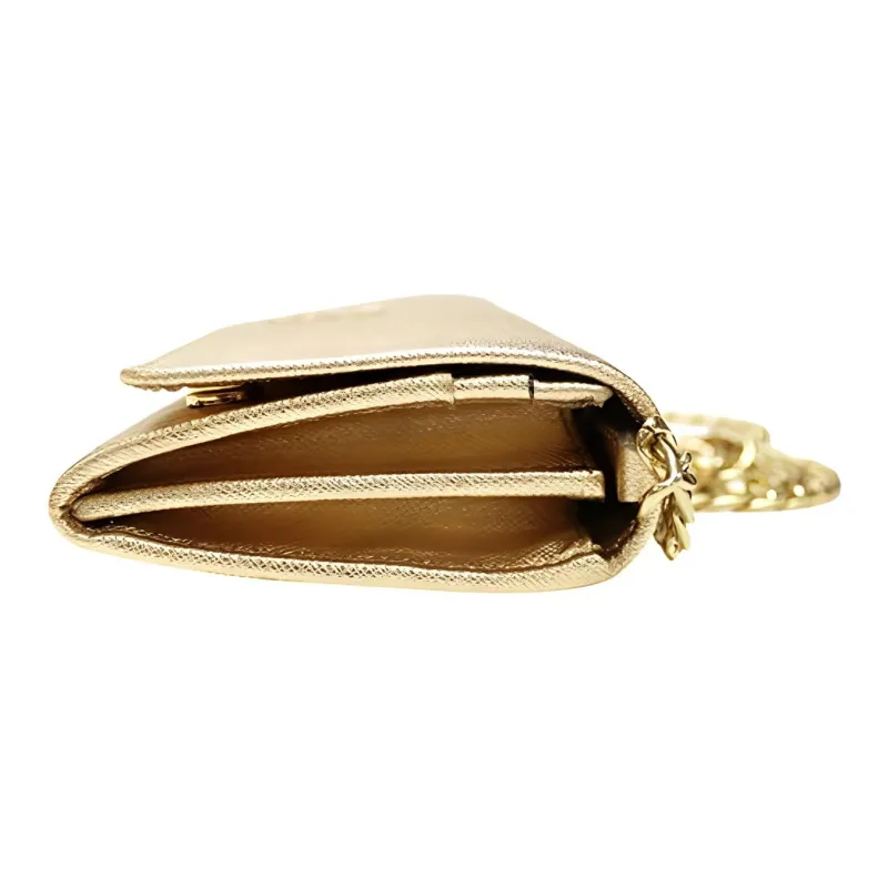 PRADA Leather Shoulder Bag Crossbody Bag Women's Gold-2