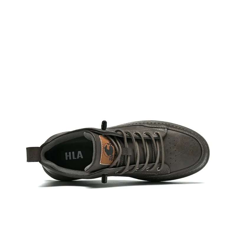 HLA Men's Casual Shoes Men Mid Top Black/Brown-8