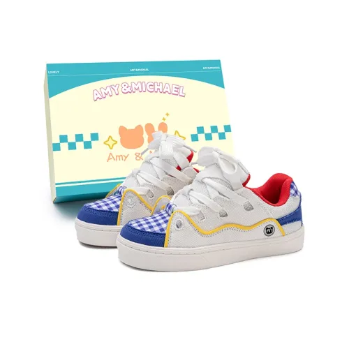 A&M Low-Top Skateboard Shoes Unisex White Blue Brown