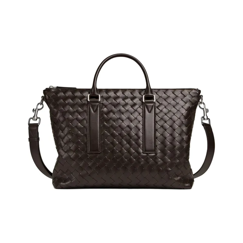 Bottega Veneta Calfskin Portable One Shoulder Crossbody Briefcases Men's Gummies-0