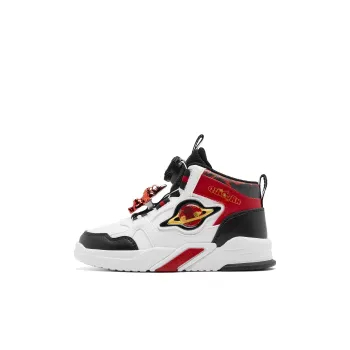 QIAODAN Anti Slip Wear Resistant Mid Top Kids' Skateboarding Shoes White Red Children Aged 3 7 Years Old