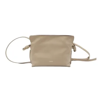 LOEWE Flamenco Calfskin Clutch Bag Over The Shoulder Mini Women's Beige