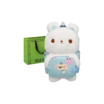 RUIPAI Nylon Plush Backpack Regular Women's Blue/Beige Yellow/Light Pink/Dark Pink