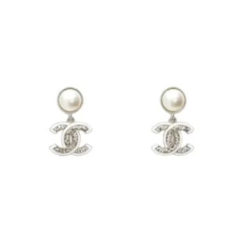 CHANEL Earrings Women's Silver/White