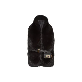 FENDI Fox Fur Shawls Women's Black
