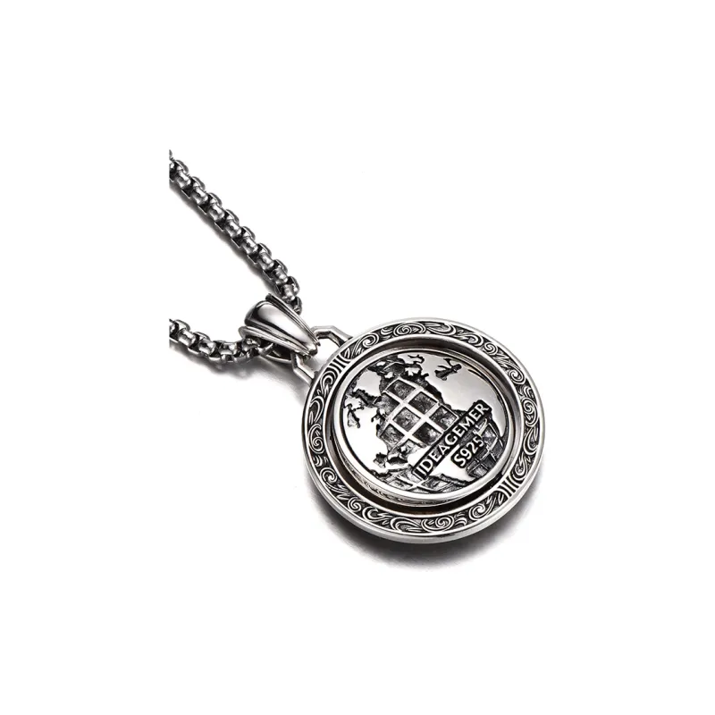 IDEAGEMER S925 Silver Necklaces Men's Silver-10