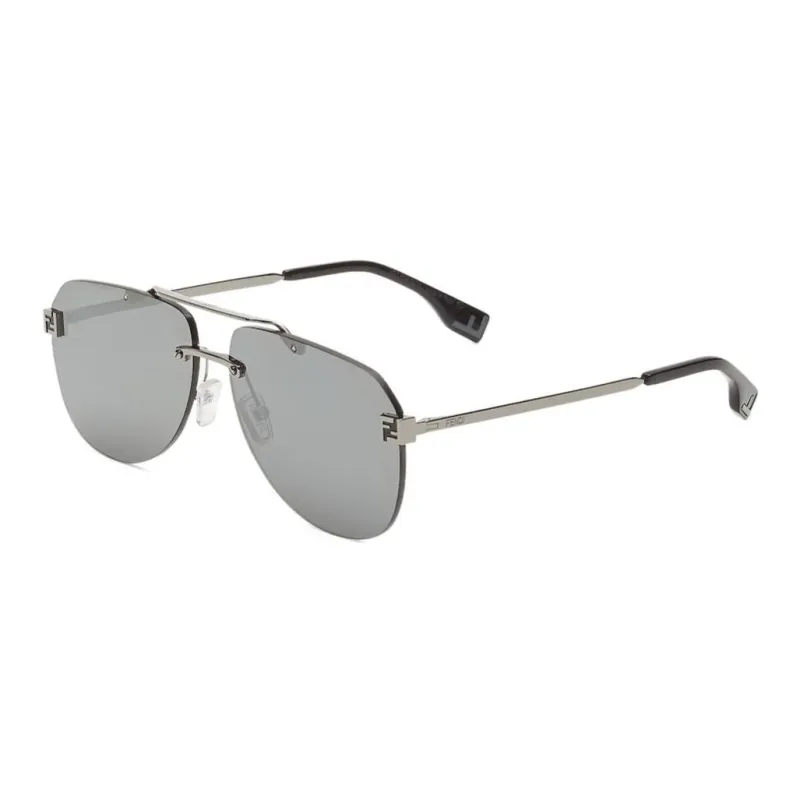 FENDI Metal Plastic Aviator Sunglasses Men's Gray-0