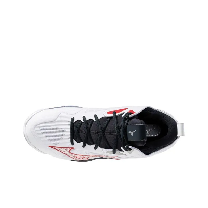 Mizuno Wave Momentum 3 Anti-Slip Wear-Resistant Mid-Top Training Shoes Unisex White Red-2