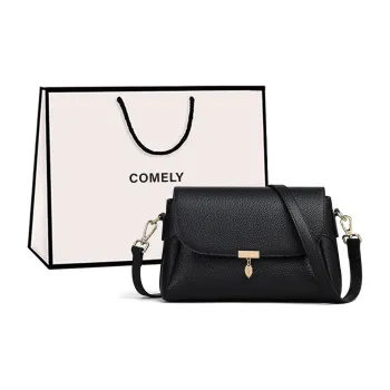 COMELY Cow Leather Patchwork Synthetic Leather Shoulder Bag Crossbody Bag Regular Women's Black