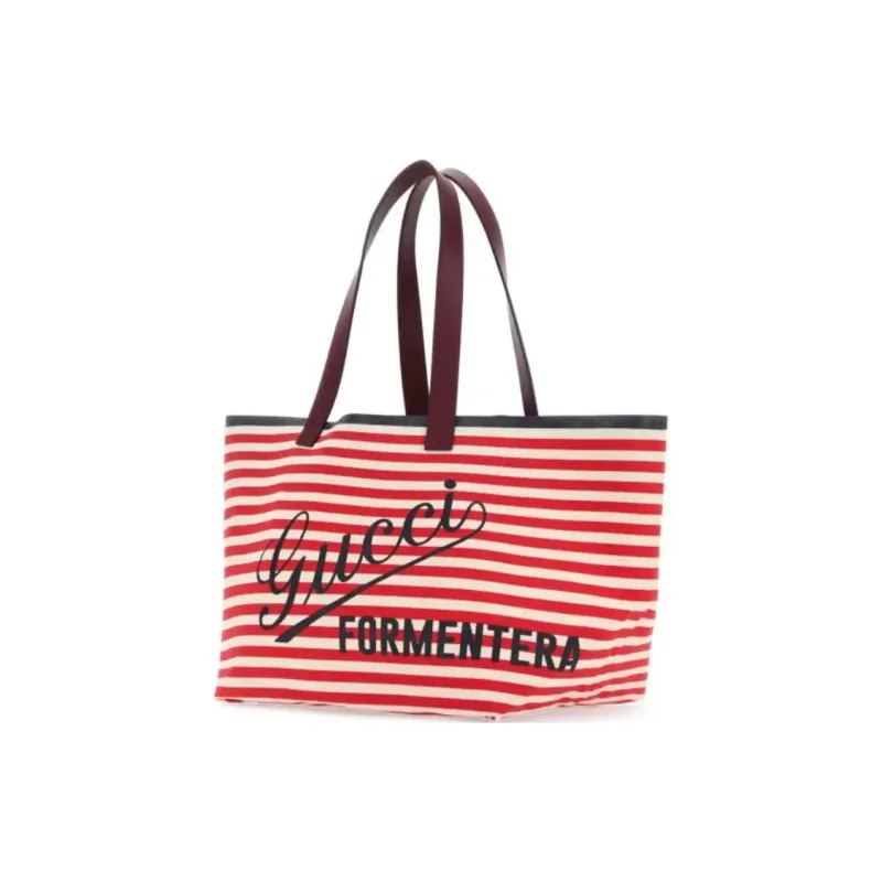GUCCI Fabric Tote Bag Shopping Bag Handbag Women's White & Red-1