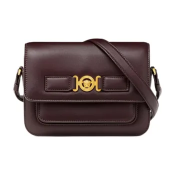 VERSACE MEDUSA BIGGIE Series Cow Leather Messenger Bag, Shoulder Bag, Crossbody Bag Women's Brown & Gold