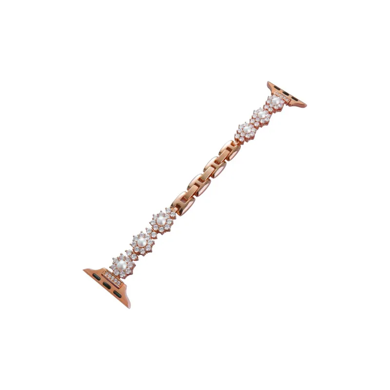 Warbler Dew Compatible With Apple Watch Apple Watch Band S9/S8/SE/7/6/5/4/3 Metal Sunflower Pearl Strap-7