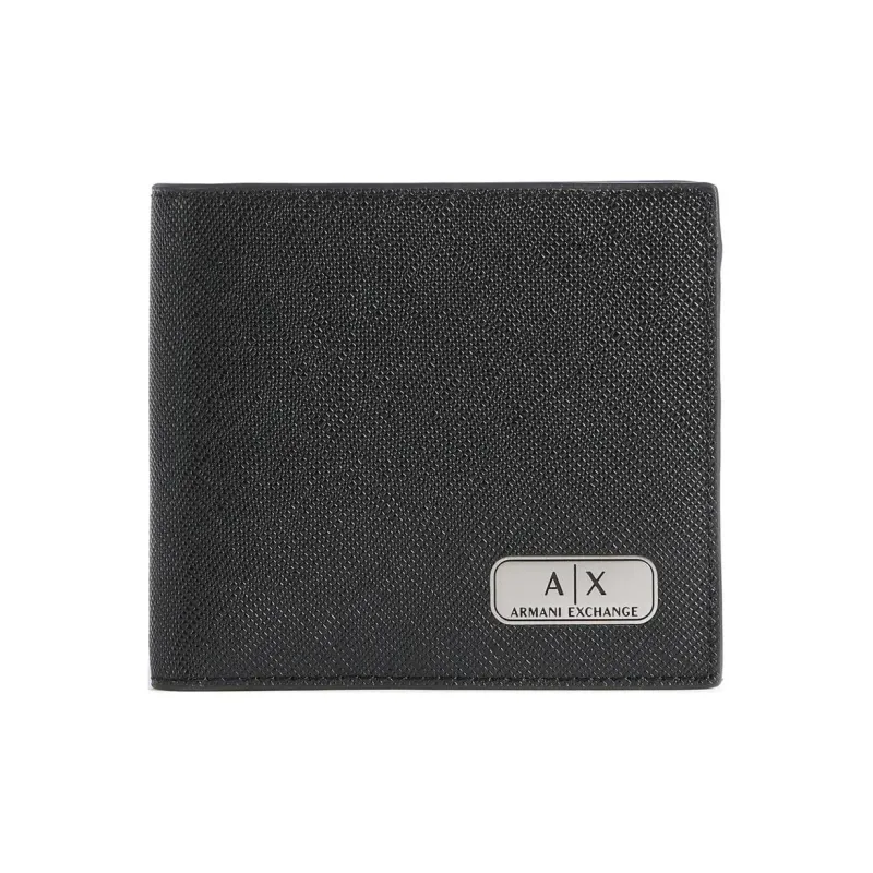 ARMANI EXCHANGEAE Grain Cow Leather Wallet Combo Set Men's Black-1