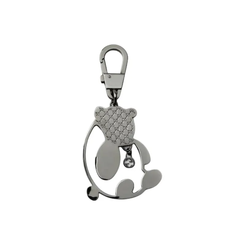 GUCCI Metal Keychain Bag Accessory Unisex Silver & Black-1