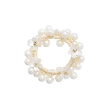 ROYALSASA Rubber Band, Faux Pearl, Faux Crystal Hair Tie Women's