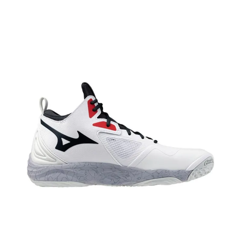 Mizuno Wave Momentum 3 Anti-Slip Wear-Resistant Mid-Top Training Shoes Unisex White Red-1