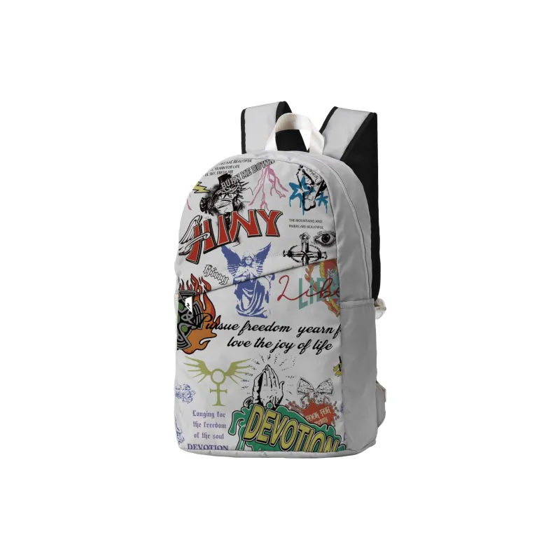 HINY Polyester Student Backpack Regular Unisex White-6