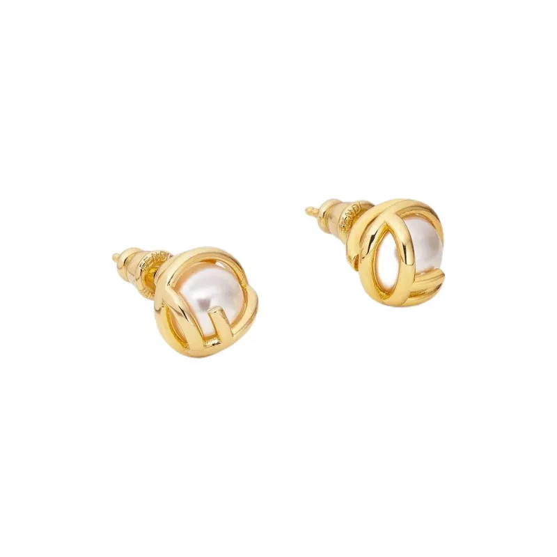 FENDI Brass Stud Earrings Women's Gold-1