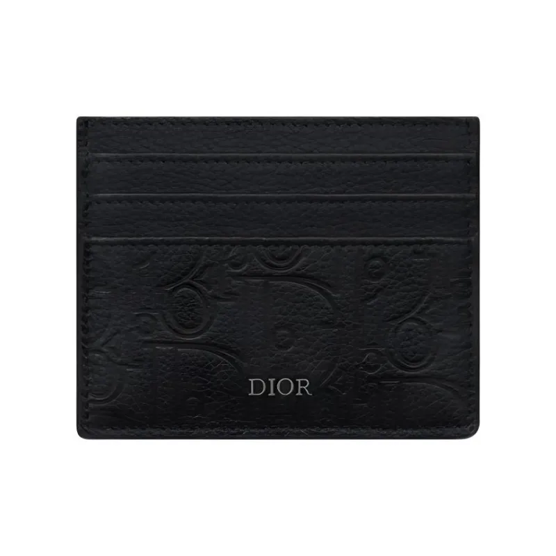 DIOR Cow Leather Card Holder Men's Black-0