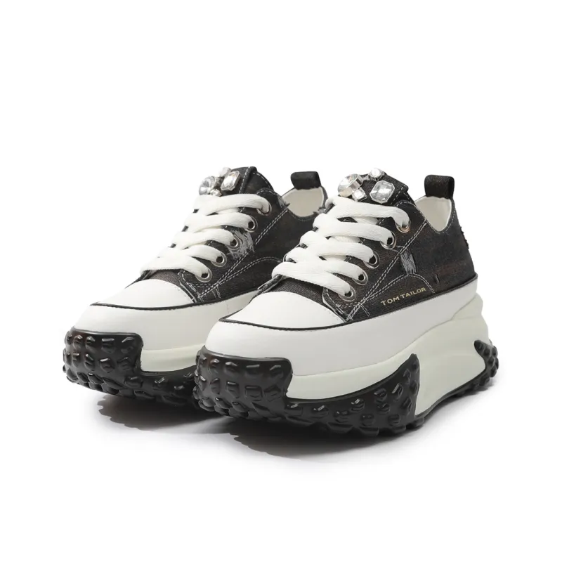 TOM TAILOR Cool Black Chino Tactical Boots Low Top Casual Shoes Women's-13