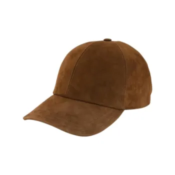 PRADA Leather Baseball Caps Unisex Brown