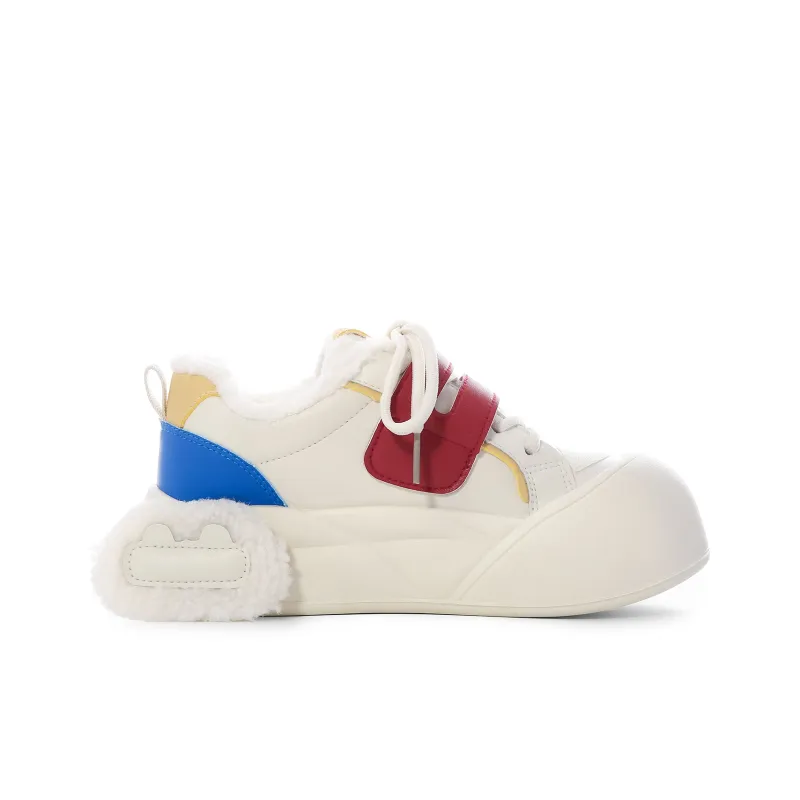 Lovely You Warm Lightweight And Wear-Resistant Low-Top Skateboard Shoes Women's White Red Blue-1