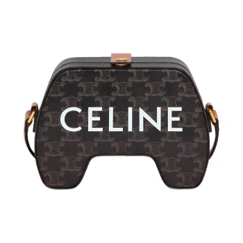 CELINE TriompheCANVAS Sheepskin Cow Leather Patchwork Gamepad Bag Crossbody Bag Shoulder Bag Women's Tawny