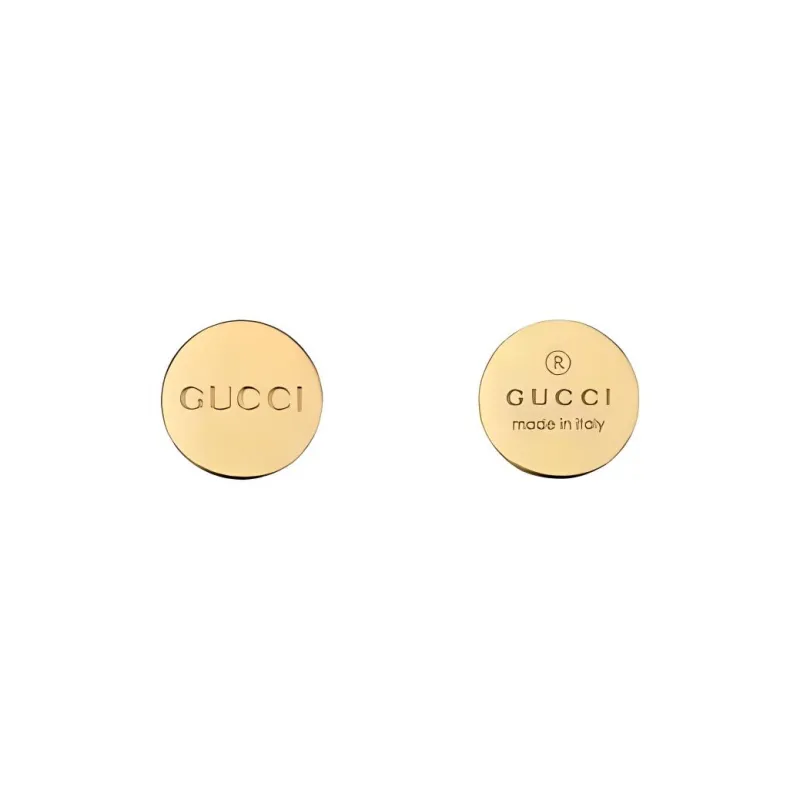 GUCCI Metal, Resin Semi Pearl Stud Earrings Women's White/Gold-3